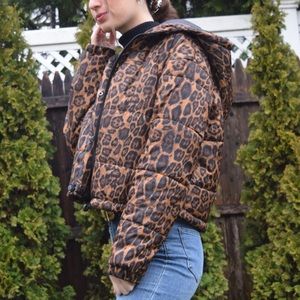 Cheetah print puffer jacket